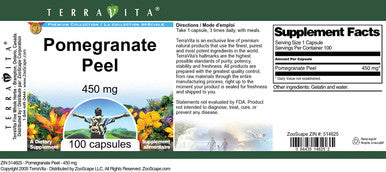 Terravita Pomegranate Peel - 450 Mg (100 Capsules, Zin: 514625)