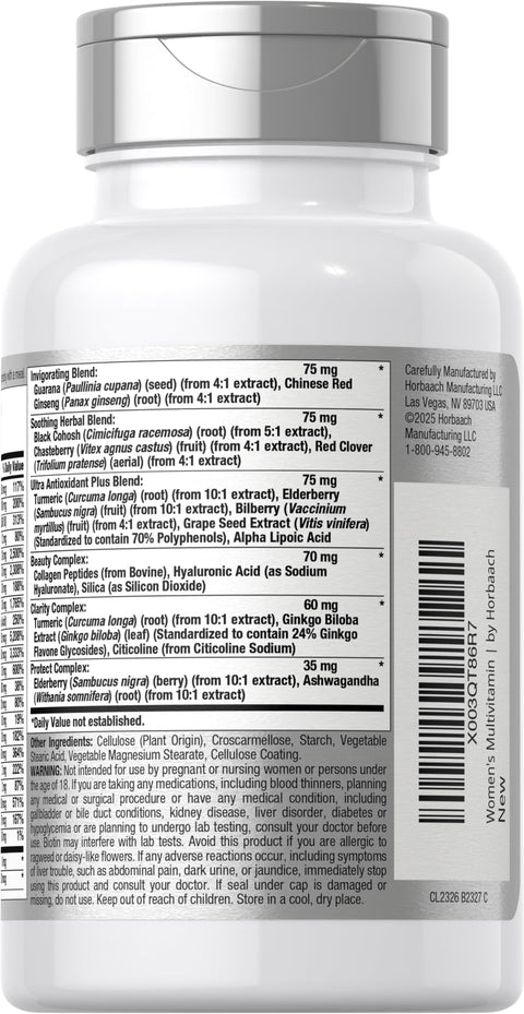 Horbaach Women's Multivitamin 50 Plus 60 Coated Caplets Advanced Vitamin Formula NonGMO and Gluten Free Supplement