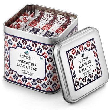 Octavius Assorted Tea Sampler Set (3 Flavors 25 Tea Bags) | Black Tea Sampler Pack | Tea Set | Pack of 1