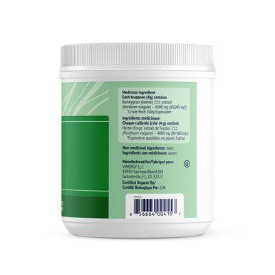 Vimergy USDA Organic Barley Grass Juice Powder, 62 Servings Super Greens Powder Contains Iron, Vitamin C, & Vitamin E Non-GMO, Gluten-Free, Soy-Free, Vegan & Paleo Daily Greens Booster (250g)