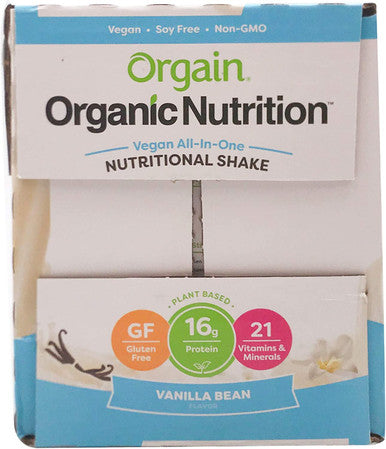Orgain Organic Vegan Plant Based Nutritional Shake Vanilla Bean 11 Ounce 12 Count