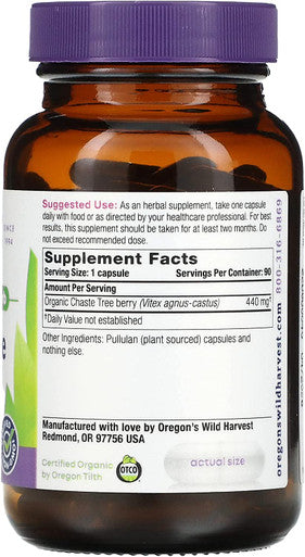 Oregons Wild Harvest NonGMO Chaste Tree CapsulesOrganic Herbal Supplements 90 Count
