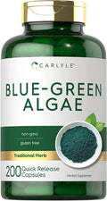 Carlyle Blue Green Algae 500mg | 200 Quick Release Capsules | Chlorella Supplement | Non-GMO, Gluten Free