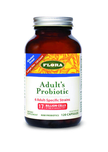 Flora Adults Probiotic Blend Six AdultSpecific Strains Gluten Free Raw Probiotic with 17 Billion Cells 120 Vegetarian Capsules
