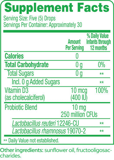 Culturelle Baby Colic Soothing Probiotic Drops with Vitamin D Helps Soothe Colic Fussiness and Crying in Babies Infants and Newborns 012 Months Gluten Free and NonGMO 7.5 ml