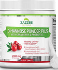 Zazzee D-Mannose Powder Plus, 67 Servings, 6.5 Ounces, Plus 5 Billion CFU Probiotics, Enhanced with Pure Cranberry Juice, Includes Free Scoop, Fast-Acting, Vegan, Non-GMO and All-Natural
