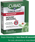 Curad Bloodstop Hemostatic Gauze Helps Stop Bleeding Quickly 1" x 1" 10 Count (Pack of 2)