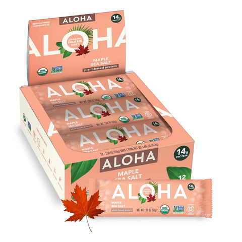 Aloha Organic Plant Based Protein Bars Chocolate Chip Cookie Dough, 1.98 Oz,(Pack of 12)
