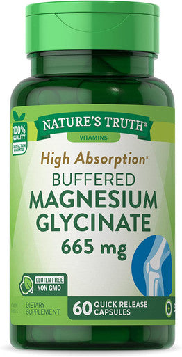 Magnesium Glycinate Capsules | 665mg | 60 Count | Non-GMO, Gluten Supplement | by Nature's Truth