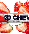 GU Energy Chews, Strawberry Energy Gummies with Electrolytes, 18 Packs (144 Chews Total)