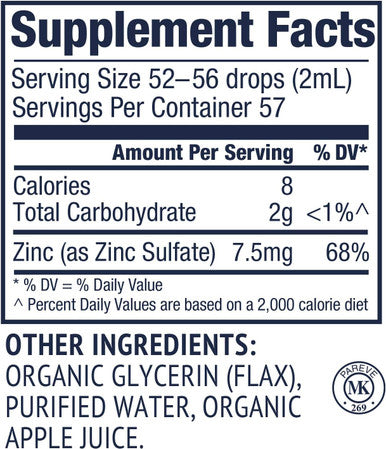 Vimergy Organic Liquid Zinc, 57 Servings Alcohol Free Zinc Sulfate Supports Immune Health & Metabolism Antioxidant Gluten-Free, Non-GMO, Kosher, Vegan & Paleo Friendly (115 ml)