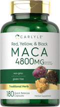 Carlyle Maca Root Capsules | 4800mg | 180 Count | High Potency Extract | Non-GMO and Gluten Formula