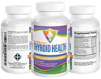 Elevate Recovery Supplements Thyroid Support Supplement (All-In-1 Formula) With 14 Active Ingredients - Thyroid Supplements - Thyroid Health Complex - Thyroid Support For Women & Men - 60 Capsules