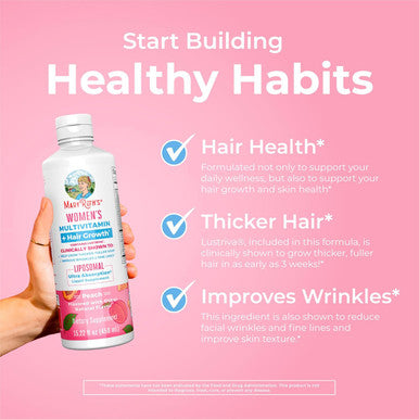 Maryruth Organics Women's Multivitamin + Lustriva Hair Growth Liposomal | Biotin 10000mcg | Clinically Tested for Thicker Hair Wrinkles Fine Lines Skin Care | with Ashwagandha & Maca Root | Ages 18+ | 15.22 Fl Oz