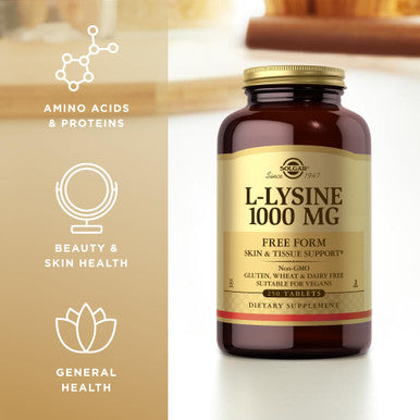 Solgar L-Lysine 1000 Mg - 250 Tablets - Skin & Tissue Support - Non-Gmo Vegan Kosher Gluten Free - 250 Servings