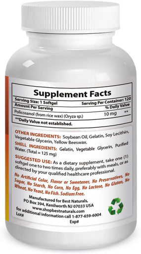 Best Naturals Policosanol 10 mg 120 Capsules