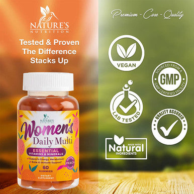 Womens Multivitamin Gummy Peach Flavor 30 Day Supply 60 Gummies