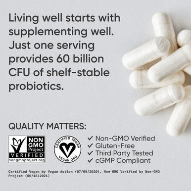 Sports Research Daily Probiotics with Prebiotics for Women Men Probiotic Blend with 60 Billion CFU at Expiration NonGMO Verified Vegan 30 DelayedRelease Veggie Capsules