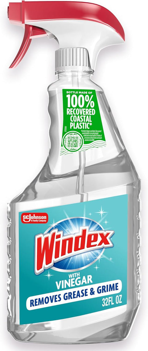 Windex Vinegar Glass and Surface Cleaner Spray Bottle, Packaging Designed to Prevent Leakage and Breaking, Surface Cleaning Spray, 23 Fl Oz