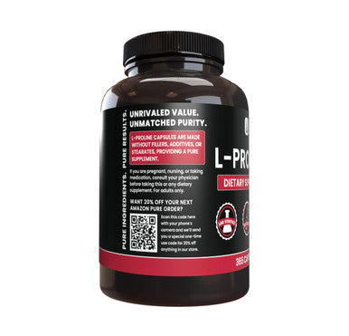 PURE ORIGINAL INGREDIENTS L-Proline (365 Capsules) No Magnesium Or Rice Fillers, Always Pure, Lab Verified