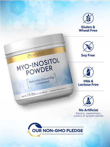 Carlyle Myo-Inositol Powder Supplement | 1.5 Lbs | Naturally Occuring Compound | Vegetarian, Non-Gmo, Gluten Free