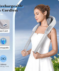 Neck Massager For Neck Pain Relief, 4D Deep Kneading Massagers With 6 Massage Nodes, Cordless Shiatsu Neck And Shoulder Massage Pillow With Heat For Neck, Traps, Back & Leg, Gifts - Gray