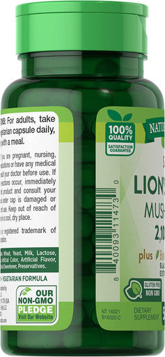 Lions Mane Mushroom Supplement | 2100mg | 50 Capsules | Vegetarian, Non GMO & Gluten Extract | by Nature's Truth