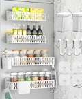 4-Pack Magnetic Spice Rack for Refrigerator with Hooks, Pink | Strong multipurpose magnetic shelf for kitchen & bathroom organization. Includes 4 removable hooks for hanging items.