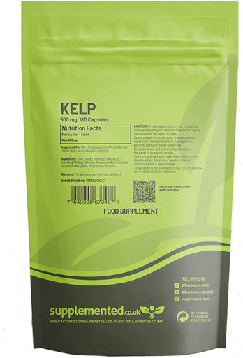 Kelp 500mg 360 Tablets - Sea Kelp Supplement, Natural Source of Iodine UK Made. Pharmaceutical Grade