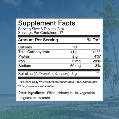 Nutrex Hawaii Pure Hawaiian Spirulina 500 mg Vegan Supports Immune System Heart Cells and Energy 100 Tablets