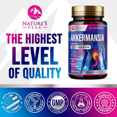 Akkermansia Probiotic With Prebiotic Fiber - Akkermansia Muciniphila Glp-1 Probiotics For Women & Men - Digestive, Gut, Overall Health & Immune Support, Third-Party Tested, Gluten-- 120 Capsules