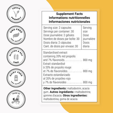 Supersmart Red Propolis 800 mg Per Day Over 300 Synergistic Antioxidants ImmuneStimulant Natural Bee Propolis from Brazil NonGMO Gluten Free 60 Vegetarian Capsules
