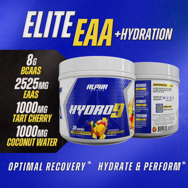 Alpha Supps Hydro 9 Aminos Eaa + Hydration Formula Essential Amino Acids Eaas Powder With Bcaas & Electrolytes 30 Servings - Pineapple Mango