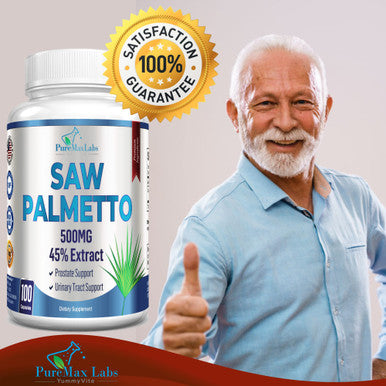 YUMMYVITE Extra Strength Saw Palmetto - 45% Extract Prostate Supplement, Decrease Frequent Urination, Dht Blocker For Hair Growth, Non-Gmo, 100 Capsules