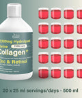 NUTRI BEAUTIES 12500mg Hydrolysed Marine Collagen PLUS Zinc & Retinol+Hyaluronic Acid Biotin Vitamin C D3 & Silica for Hair Skin Nails Joints |Collagen Supplements for Women| 500ml| Sugar-Free