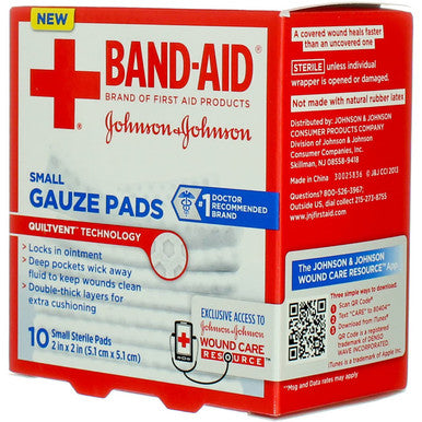Band-Aid Brand Cushion-Care Gauze Pads 2In X 2In, 10 Count