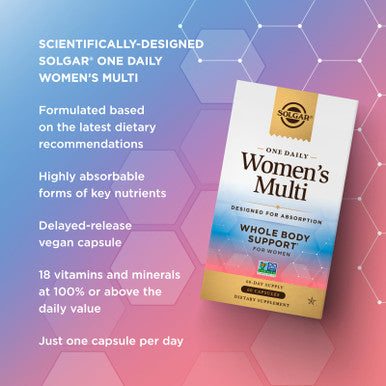 Solgar One Daily Women'S Multi Whole Body Support Highly Absorbable Delayed Release Vitamin For Women Supplement For Immune Heart Energy Stress Hair Skin Nails & Reproductive Health 60 Servings