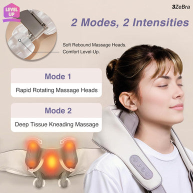 Shiatsu Neck And Shoulder Massager With Heat For Neck & Back Pain Relief, 8 Kneading Nodes, Deep Tissue Muscle Relaxation, Hands-Free, Cordless Electric Full Body Massager, For Women Men