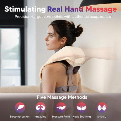 Arboleaf 6D Neck Massager For Pain Relief Deep Tissue Shiatsu Shoulder Massager With Heat Cordless Kneading Massager For Neck, Back, Leg, For Mom Dad, Fsa And Hsa Eligible