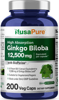 Nusapure Ginkgo Biloba Extract 12500Mg Per Veggie Caps 200 Capsules (Vegetarian Non-Gmo Vegan Extract 50:1) Bioperine