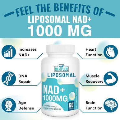 Liposomal Nad+ Supplement 1000 Mg Highest Nad Pontecy Max Absorption Pure Nad Supplement Energy And Dna Repair, Aging Defense, Brain Function 120 Softgels