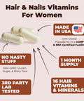 Biotin Hair, Skin & Nails Vitamins For Women & Men. Includes Vitamin C To Support Collagen. Supplements For Strong Hair, Radiant Skin & Nail Growth. Biotin & Folate Supplement For Women. 60 Capsules