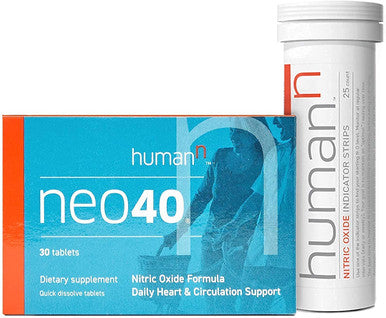 HumanN Neo40 Daily Bundle Heart Blood Circulation Supplements to Boost Nitric Oxide with NO Indicator Test Strips Includes 30 Dissolvable Tablets and 25 Test Strips