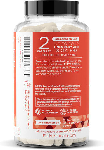 Elite Caffeine Pills With L-Theanine Jitter-Focused Energy Supplements Clean & Natural Nootropic Stack For Smart Cognitive Performance 120 Soft Capsules