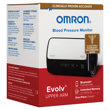 OMRON Evolv Bluetooth Wireless Upper Arm Blood Pressure Monitor with Portable, One-Piece Design.