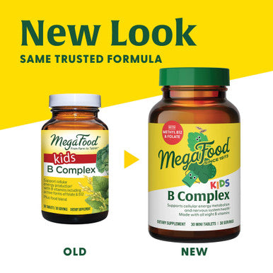 MegaFood Kids B Complex - B Complex Vitamin Supplement - 8 B Vitamins With Vitamin B6 Vitamin B12 Folate Biotin & More - Supports Cellular Energy Production - Vegetarian Gluten Free - 30 Mini Tabs
