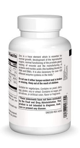 Source s Zinc, Amino Chelate - Dietary Supplement - 250 Tablets