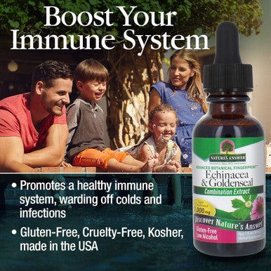 Nature'S Answer Echinacea and Goldenseal with Organic Alcohol 1-Fluid Ounce | Promotes Overall Wellness | Natural Immune Booster | Inflammatory Reducer