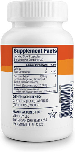 Vimergy Curcumin with Turmeric, 30 Servings Immune System Supplement Liquid Capsules - Non-GMO, Gluten-Free, Soy-Free, Kosher, Vegan & Paleo Friendly (90 Count)