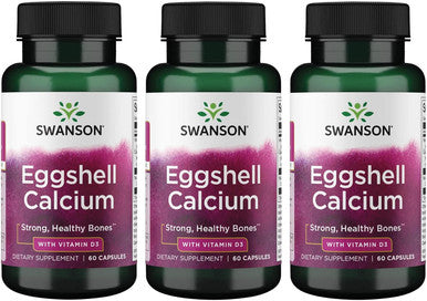 Swanson Eggshell Calcium with Vitamin D-3 60 Capsules 3 Pack